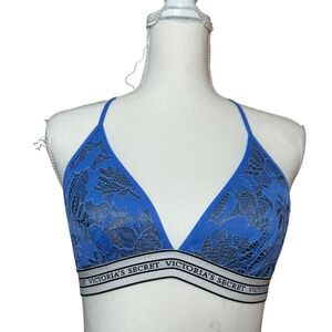Victoria's Secret Blue Lace Bralette‎ XS Comfort Stretch Wireless Bralette